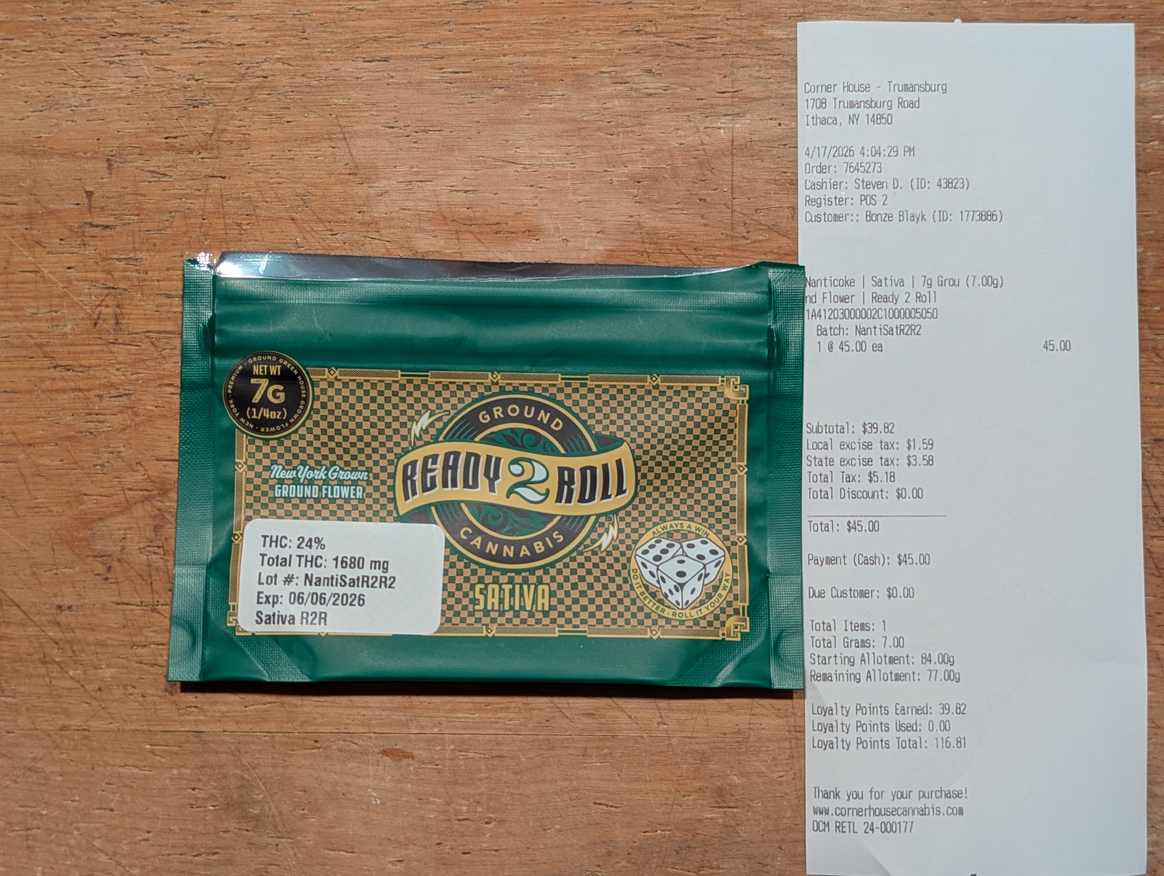 ./2026-04-17 - PXL_20260422_084905375 - MMJ The Corner House - Nanticoke Ground Sativa - 1 x 7 gm - $45.00.jpg